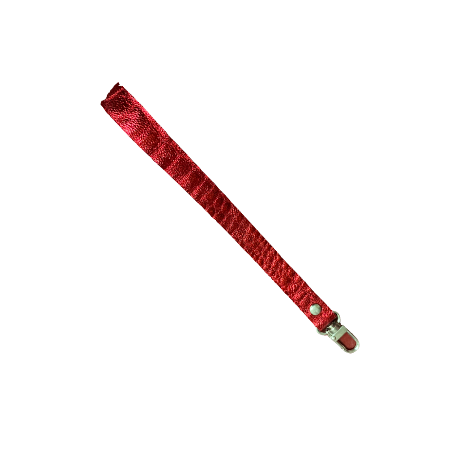 Hakiki Deri - El Çantası Sapı - (Clutch Çanta) - Kırmızı Parlak Desenli